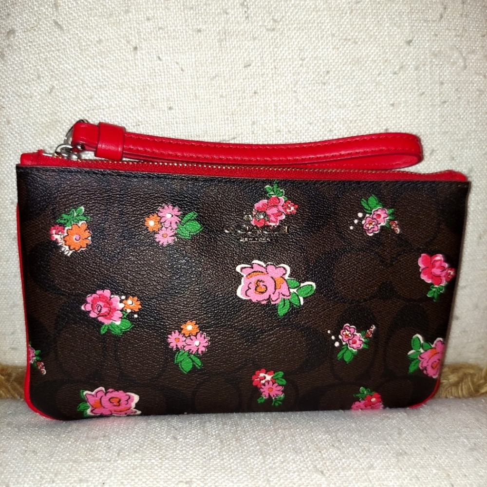Coach Signature Canvas and Leather Large Wristlet Wallet